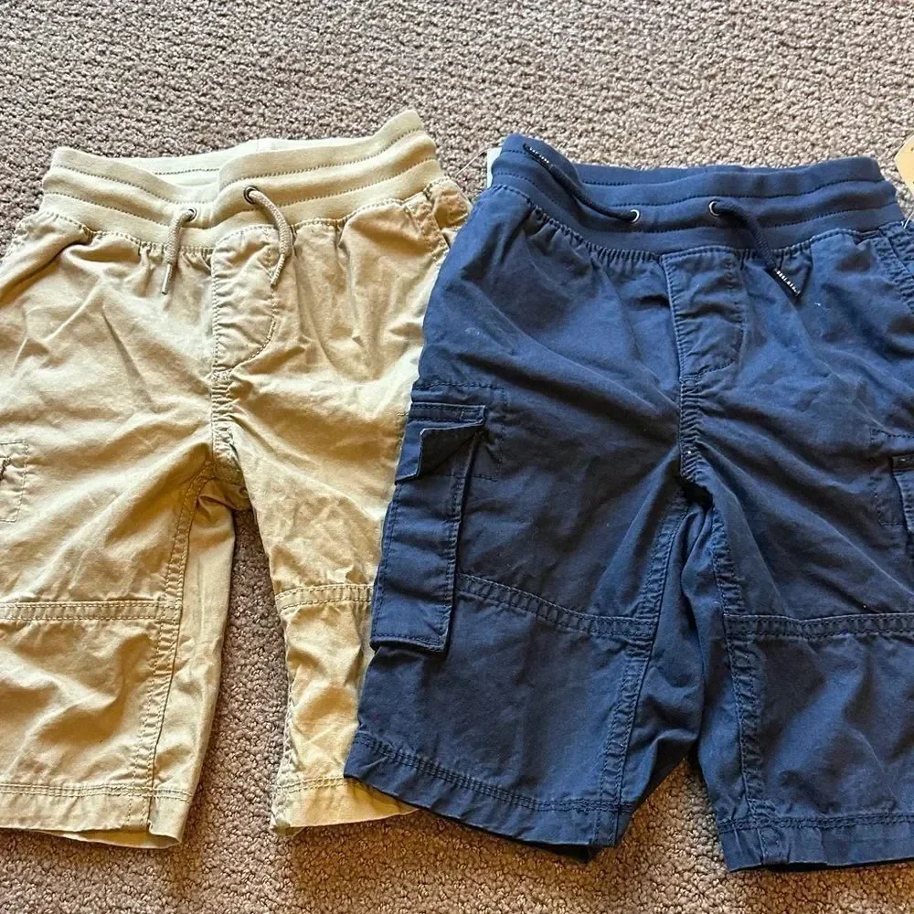 GAP Boys (3) Pairs of Casual Pull-On Shorts in Navy Blue and Tan Size XS (4-5)